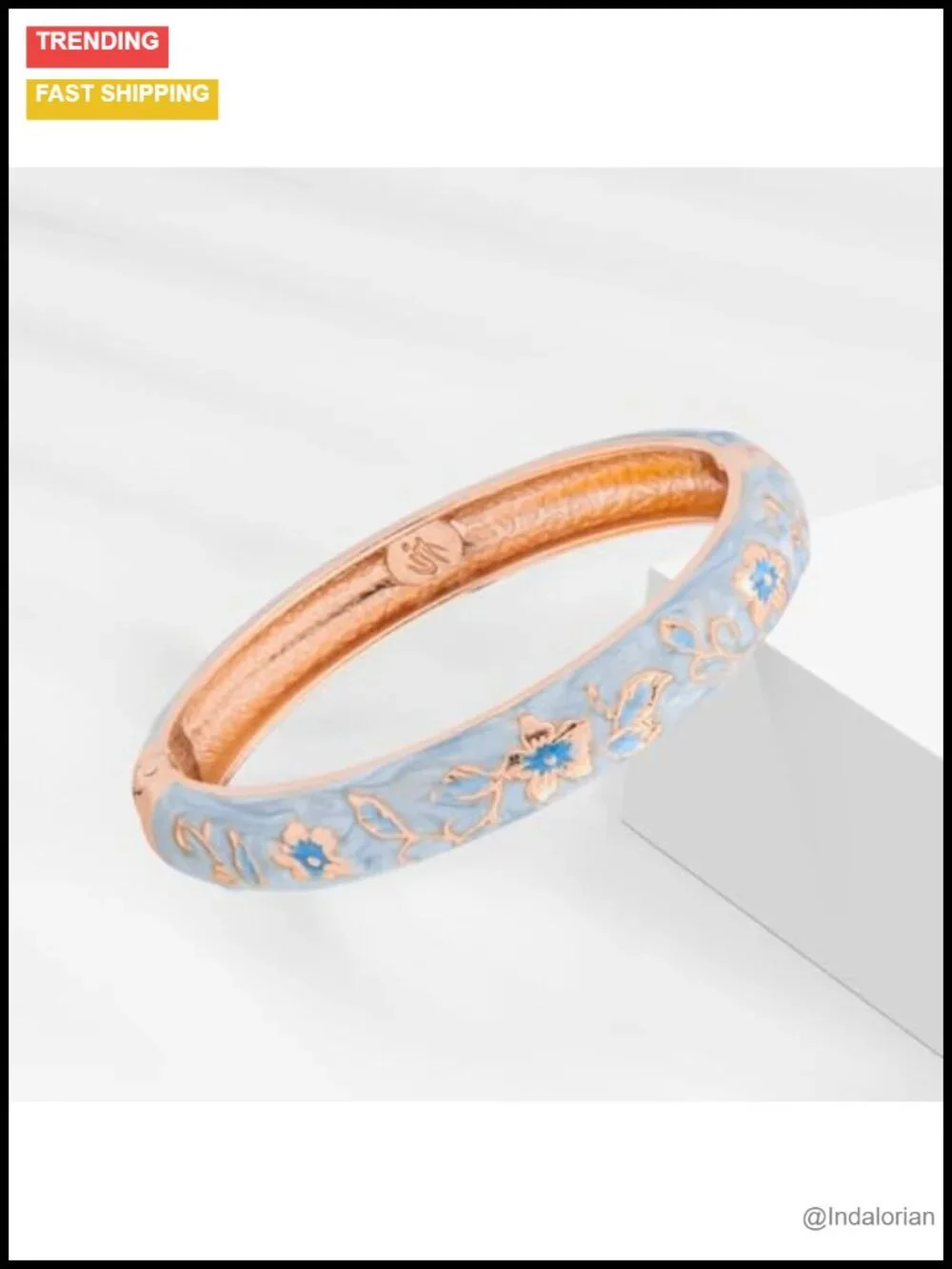 Vintage Cloisonne Enamel Hinged Cuff Bracelet Set Floral Rhinestone Bangle